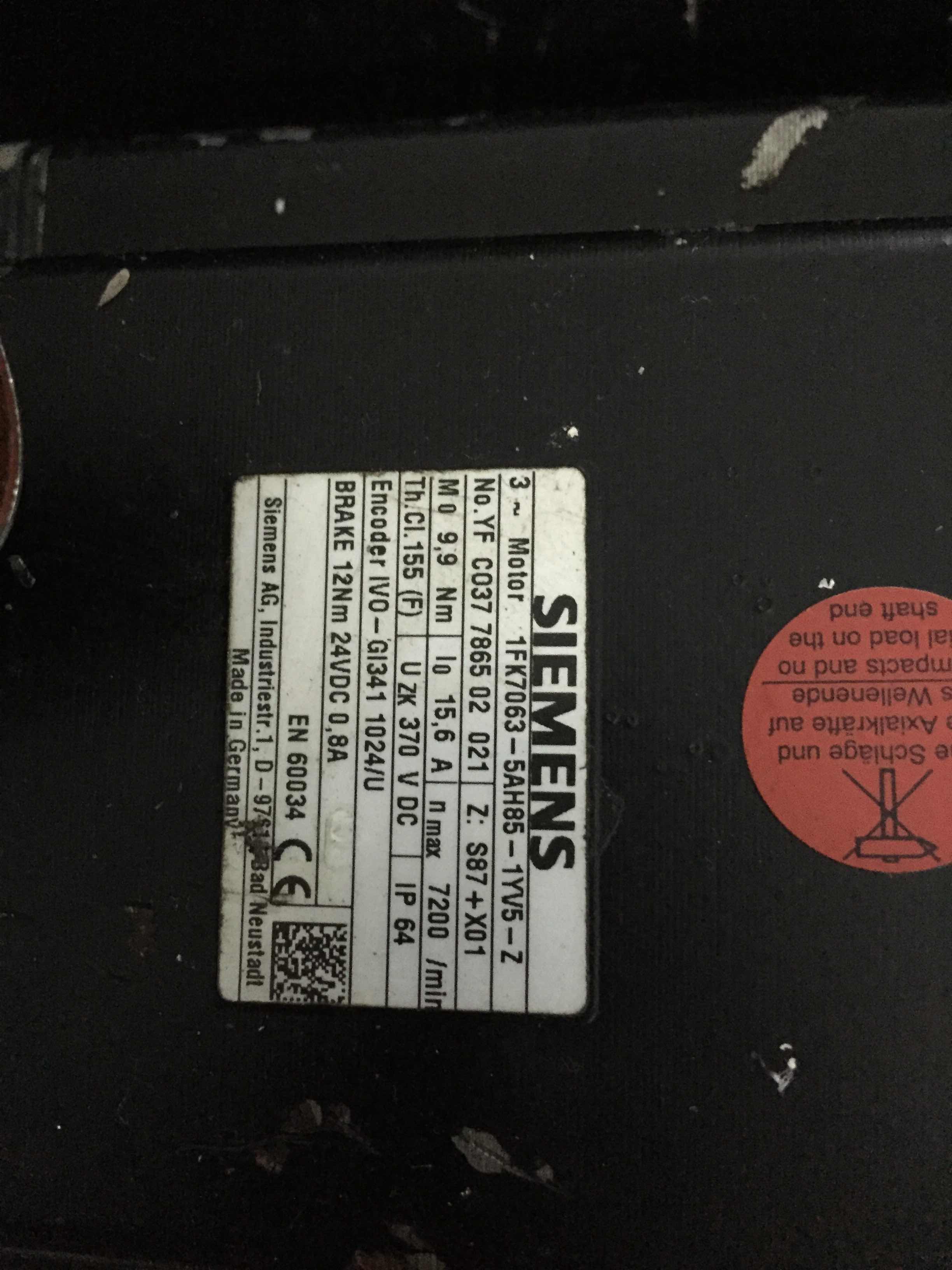Siemens servo motor 1FK7063-5AH85-1YV5-Z