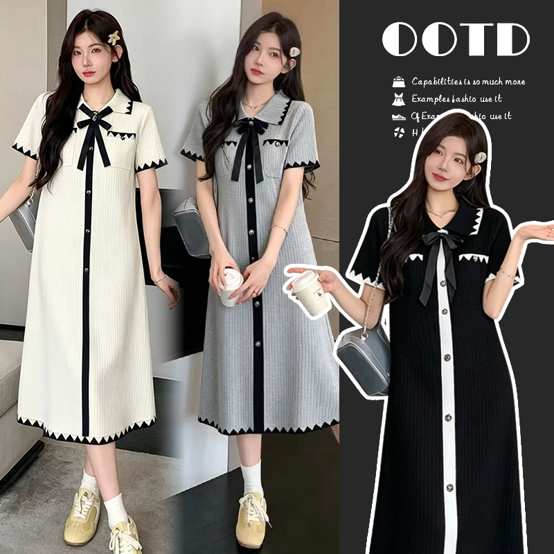 High-End, Stylish Maternity Summer Dress, New Large Size Fashionable Bow-Knot Beautiful and Elegant Dress 100kg