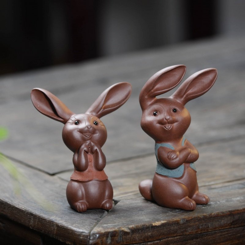 Lixing Purple Sand Boutique can raise tea Favorite Rabbit Handicrafts Zodiac Tea Set Decoration Tea Table Pet Pendulum