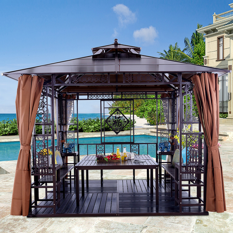 Outdoor gazebo awning villa garden courtyard four-corner tent outdoor leisure pavilion agricultural machinery roof sun room
