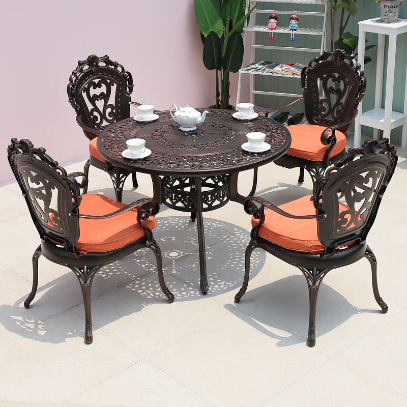Outdoor cast aluminum tables and chairs balcony combination set European villa outdoor courtyard garden wrought iron table and chairs leisure