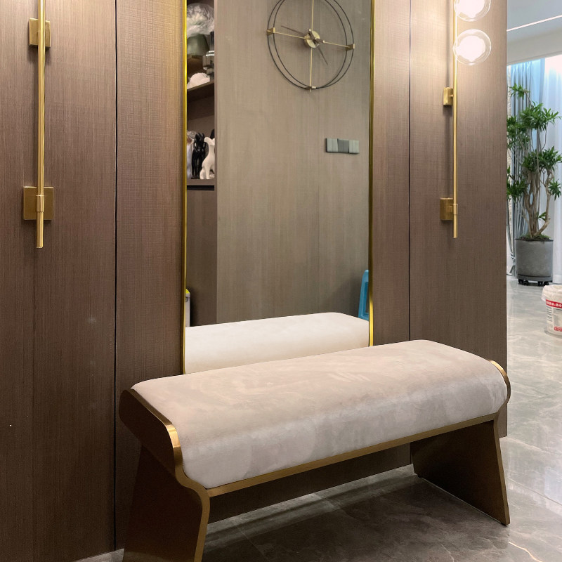 Changing shoes stool light and luxurious home door bed tail extremely simple suede cloth sofa long stool can sit in the door wearing shoes strip stool pedaling