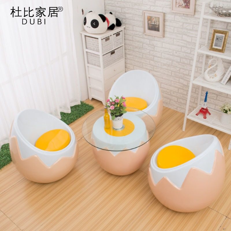 Glass Fiber Egg Chair Eggshell Frying Egg Chair Child Anecdotal Reception Desk Personality Creative Fashion Egg-shaped Seat Cartoon Negotiation