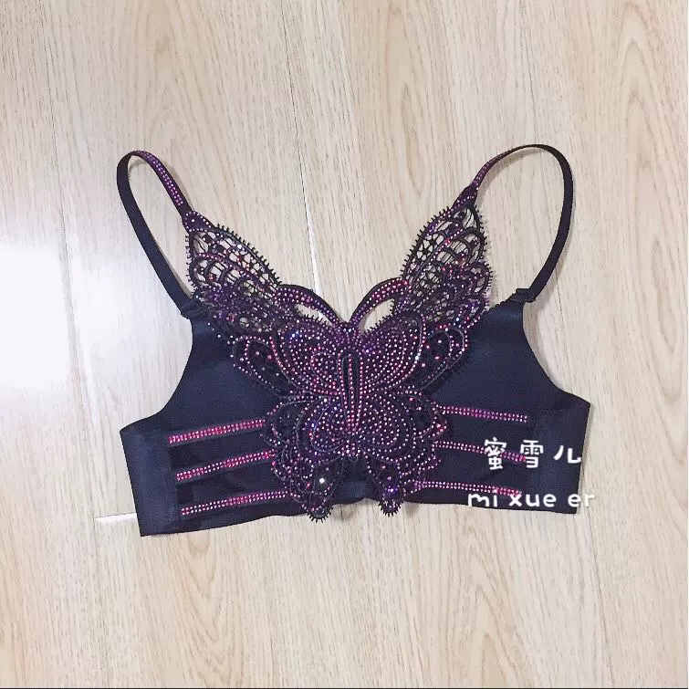 Kim cương sáng màu lớn bướm ab pass cup trong phần dày của Hoa Kỳ backless liền mạch áo ngực trước khóa áo ngực tập hợp ngực nhỏ chống dị ứng gợi cảm - Cộng với kích thước Bras