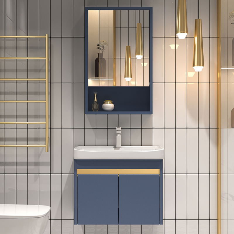 Solid wood light and luxurious wind washbasin cabinet Composition Small family type ceramic Mini bathroom hanging wall type washbasin balcony washing table