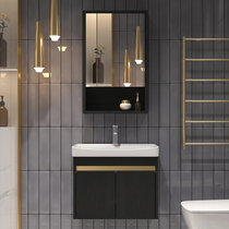 Solid wood light luxury wind washbasin cabinet combination wall-mounted washbasin balcony gargle pool plate small apartment ceramic mini bathroom