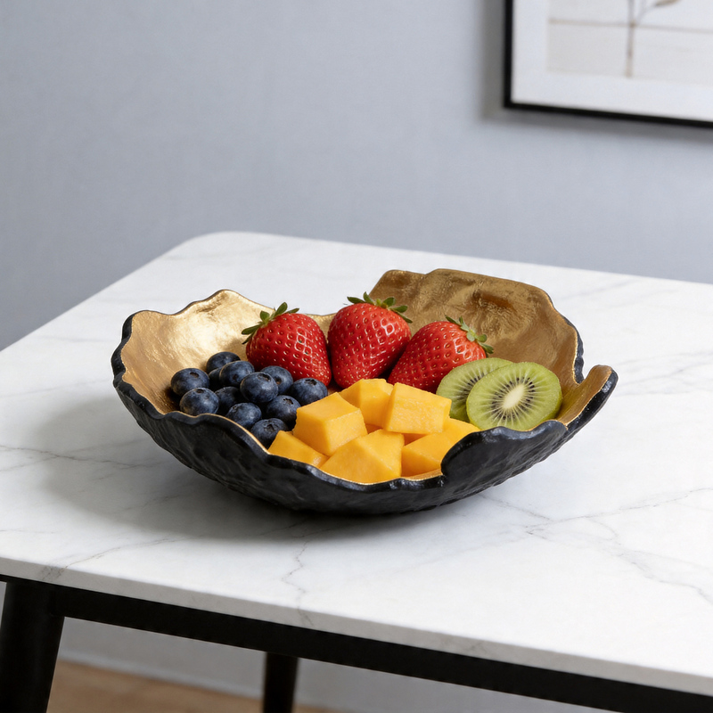 Modern Minimalist Resin Black Gold Storage Fruit Tray Hotel Model Room Villa Light Luxury Living Room Coffee Table Dining Room Decoration