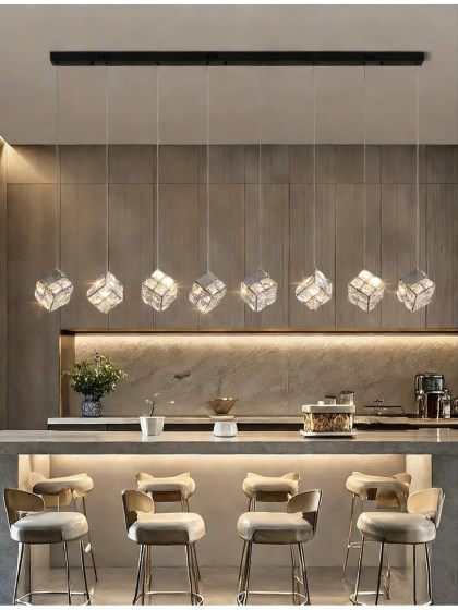 Light Luxury Modern Crystal Dining Room Chandelier 2026 New High-End Dining Table Bar Island Square Chandelier