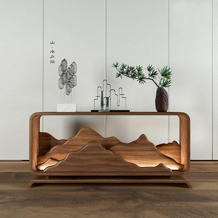 New Chinese-style porch simple Chinese-style solid wood porch table modern household with lamp end view table strip case for table decoration cabinet