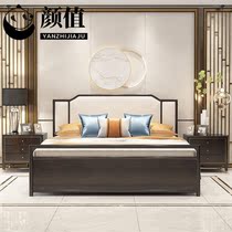 New Chinese Cloth Art Solid Wood Bed Brief About 1 8 m Double Bed Master Bedroom Hotel Light Lavish Wedding Bed Bedroom Furniture