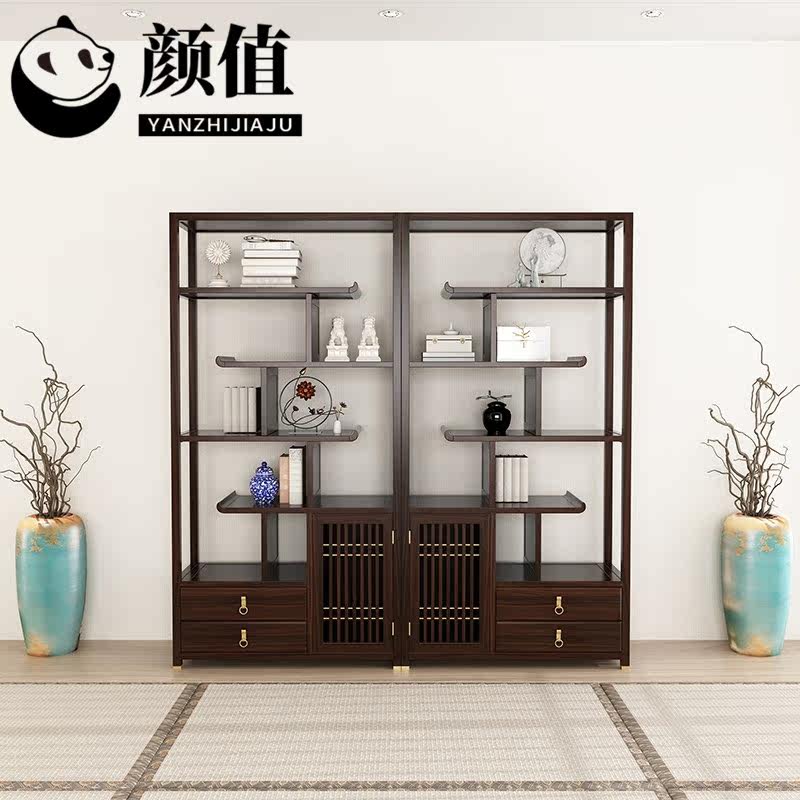 New Chinese Bogu Rack Solid Wood Multi-Treasure Cabinet Tea Rack Living-room Cubicle Display Cabinet Rack Office Antique Shelf