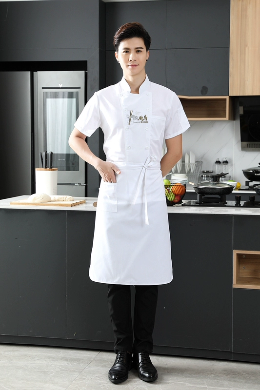 Quần áo làm việc đầu bếp mùa hè nam ngắn tay dài tay căng tin khách sạn ăn uống nhà bếp công nhân quần áo màu trắng quần áo đầu bếp quần áo mùa hè đồng phục bếp ao bep truong