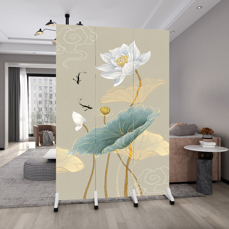 Chinese style home screen partition living room bedroom toilet entrance door sheltering curtain office Easy mobile folding-Taobao