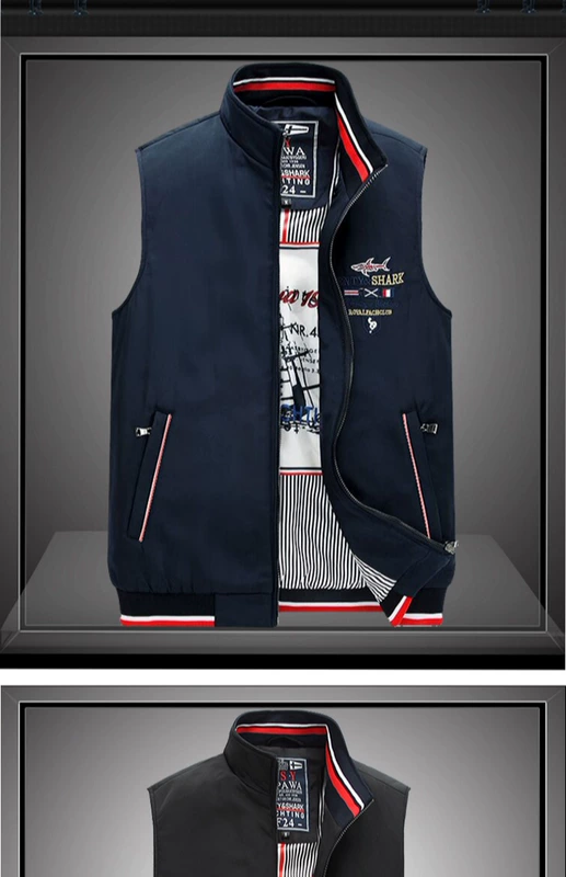 Mùa xuân và mùa thu vest cá mập cộng với cotton kinh doanh vest nam đứng cổ áo dày vest rộng tay áo rộng kích thước lớn - Áo vest cotton áo khoác mùa đông nam
