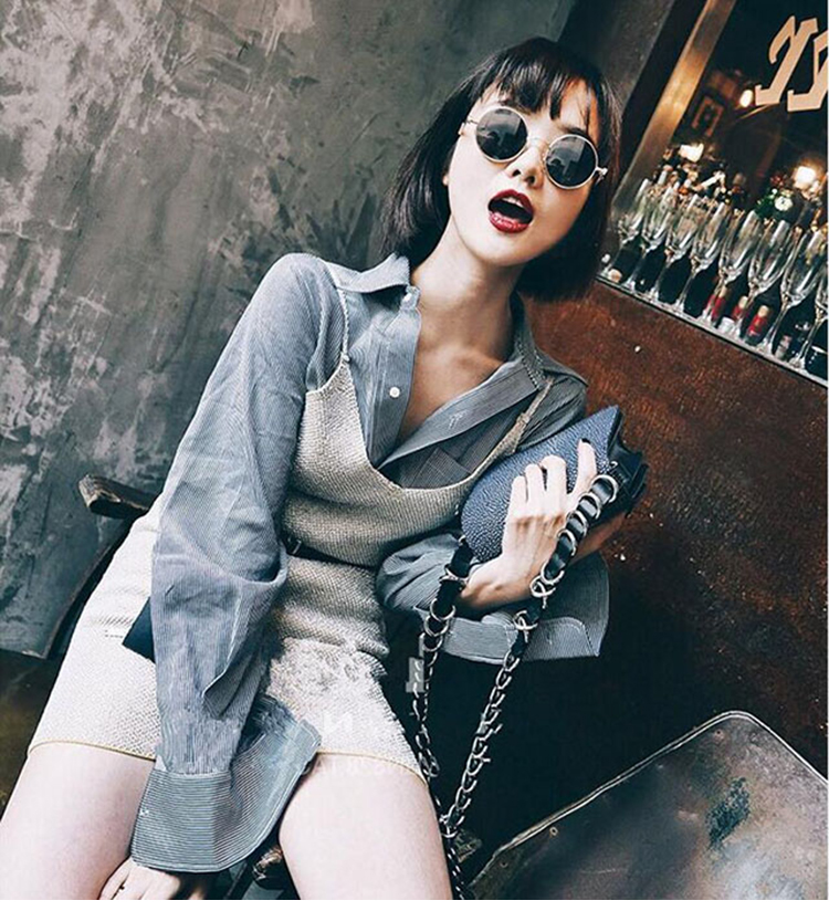 Retro kim loại cổng hương vị thủy triều tròn khung kính mát cặp vợ chồng kính râm nam phân cực với cận thị với độ - Kính đeo mắt kính kính nam đẹp