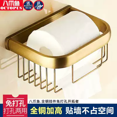 Antique toilet paper holder all copper European tissue rack cosmetic room tissue basket roll toilet paper holder bathroom hardware toilet sanitary paper box