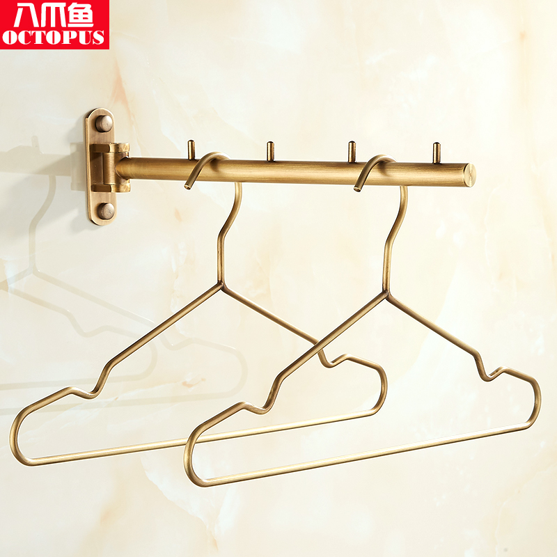 Rotating Clothes Hanger Full Copper Clotheshorse Clothes Hanger Light Lavish American Bedroom Makeup Room Balcony Bathroom Wall-mounted Clothes