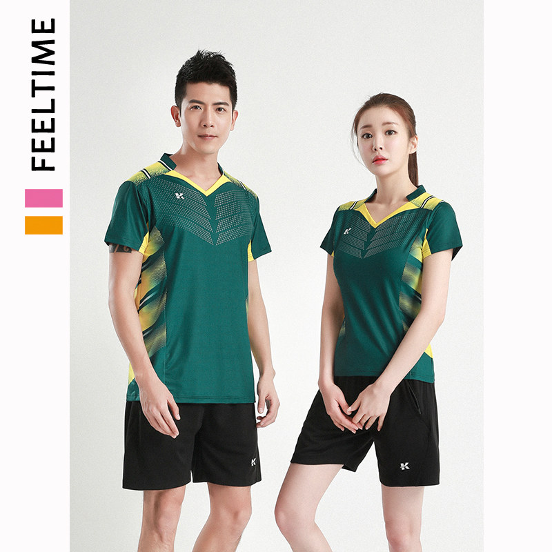 2021 new badminton suit suit men and women short sleeve speed dry tennis table tennis table tennis training suit customised imprint