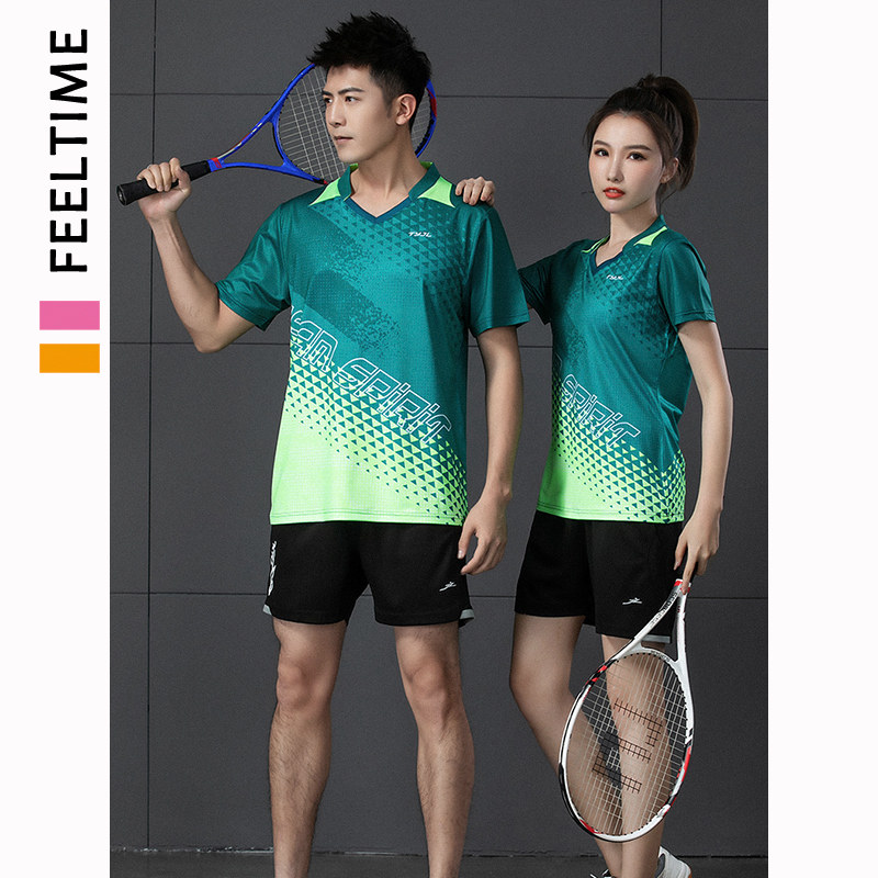Customised Badminton Suit Men And Women Suit Quick Dry Breathable Short Sleeves Large Size Volleyball Table Tennis Tennis Match Wear Print