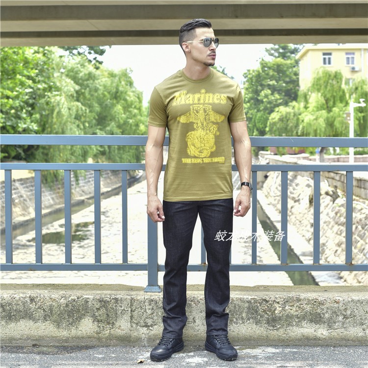 United States 7 62 Tactical T-shirt Male Marine Badge Summer pure cotton Breathable Military Meme Tactical Casual Short Sleeves (big