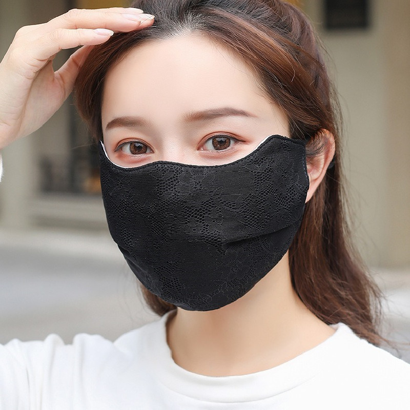 Lace Mask Ice Silk Sunscreen Red Homey Fumble Anti Drool Breathable Adult Female Dust-Proof Fashion Thin mask