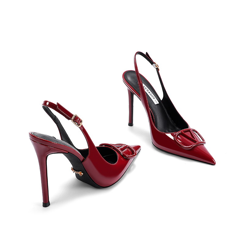 Burgundy High-Heeled Shoes for Women 2026 New Style Stiletto Heel Elegant High-End Comfortable Pointed Toe Sandals for Women Summer