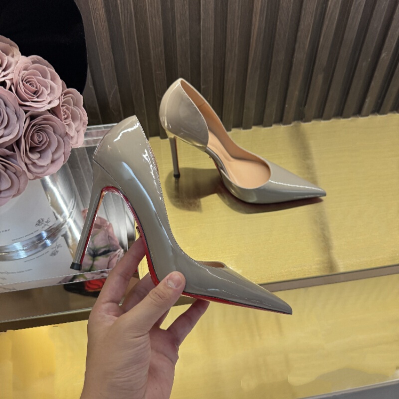 Upgraded Version of Red-Soled High-Heeled Shoes for Women 2026 New Style Side-Cut Elephant Gray Stiletto Heel 10cm Comfortable and Elegant Women's Shoes