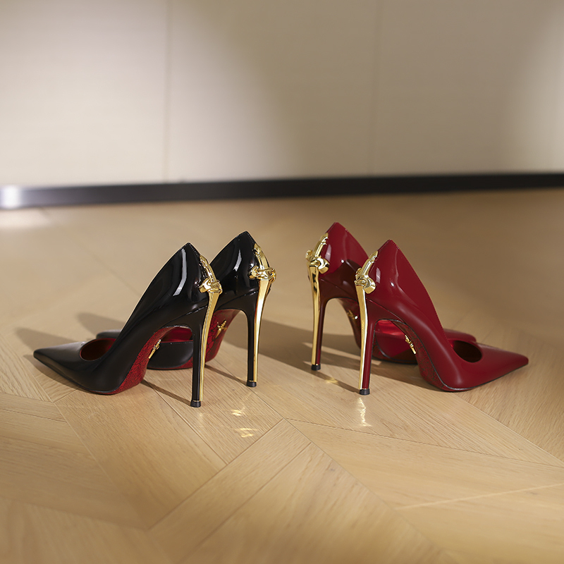 Upgraded Version of Red-Soled Scepter High Heels for Women 2026 New Style with Side Cutouts, Stiletto Heel 10cm, Comfortable for Feet, Sexy Pointed Toe for a Powerful Look