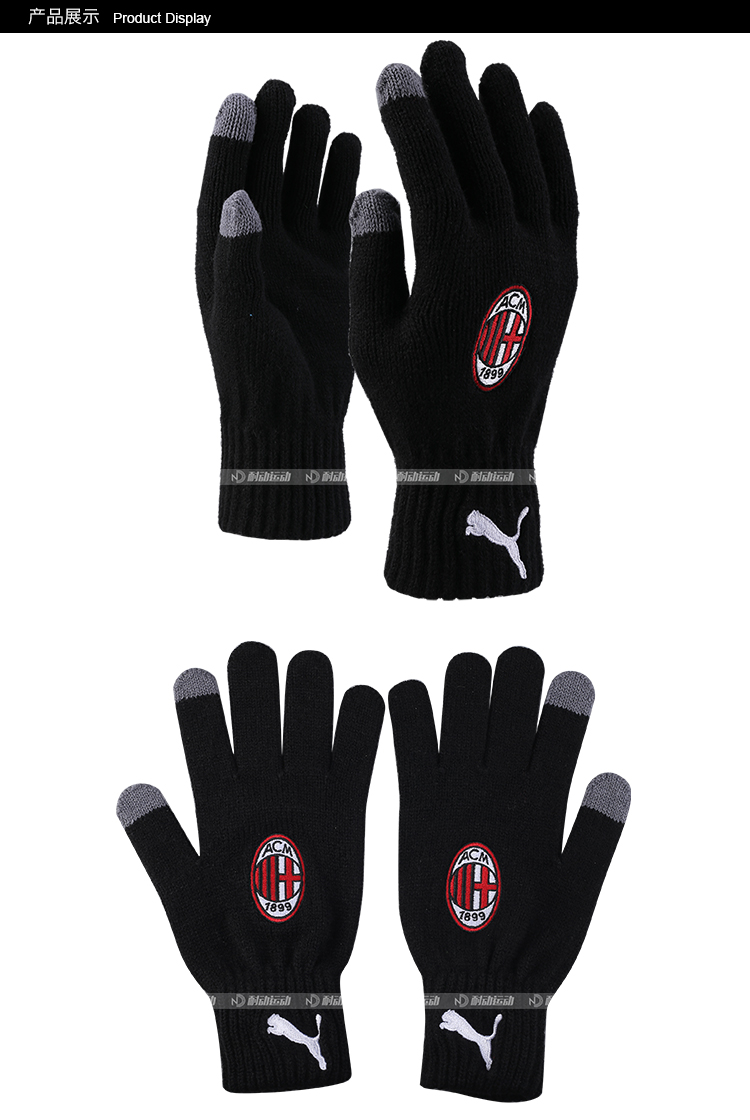 Chính hãng PUMA Hummer AC Milan mùa thu và mùa đông dệt kim lạnh mùa đông cảm ứng găng tay màn hình cảm ứng nam 041520 găng tay cụt ngón