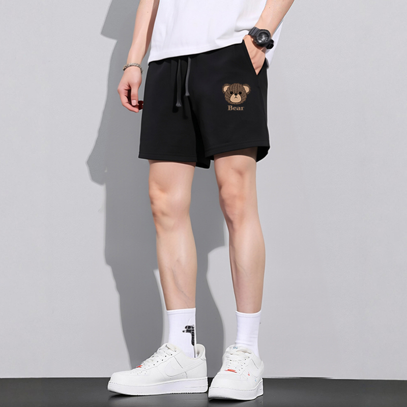 Three-Point Shorts Men's Summer Super Shorts 3-Point Fitness Pants Men's Home and Outdoor Pants Black Pure Cotton Straight Pants