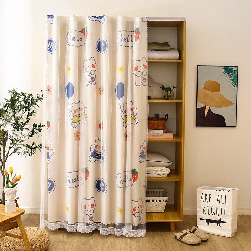 Cabinet shielded debris cloth curtain door curtain partition window kitchen free of punch dust-proof curtain Sub-bookcase 2021 New