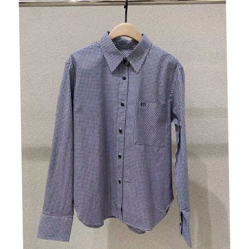 2026 Spring New Women's Double-Sided Brushed Cotton Long-Sleeved Versatile Top Blue and White Plaid Shirt Mbf1Sht004 2026 Spring New Women's Double-Sided Brushed Cotton Long-Sleeved Versatile Top Blue and White Plaid Shirt Mbf1Sht004
