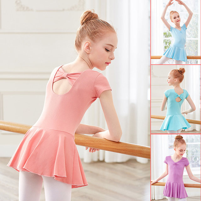 Little girl Chinese dance girls dance clothing ballet practice clothing spring and summer short-sleeved children's cheerleading performance clothing female