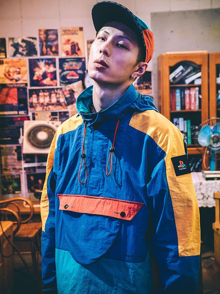 Gikos industrial x PlayStation hem adjustable men and women with the same pullover zipper windbreaker jacket