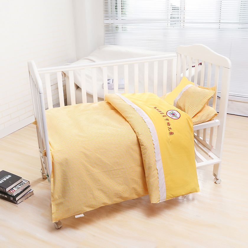 Kindergarten cotton quilt three-piece set six-piece set cotton quilt baby bedding embroidered word LOGO support customization