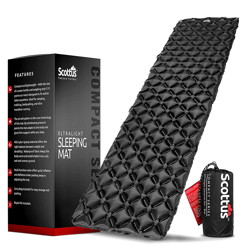 Scottu outdoor folding inflatable mat tent sleeping mat camping ultra-light single portable field moisture resistant mat floor mat