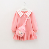 Girls Han College Wind Dress 2023 New Childrens Yang Princess Dress Baby Fold Dress