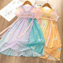 Childrens clothing Chinese style super fawn dress girl 2023 summer fairy dress childhood old - style dress