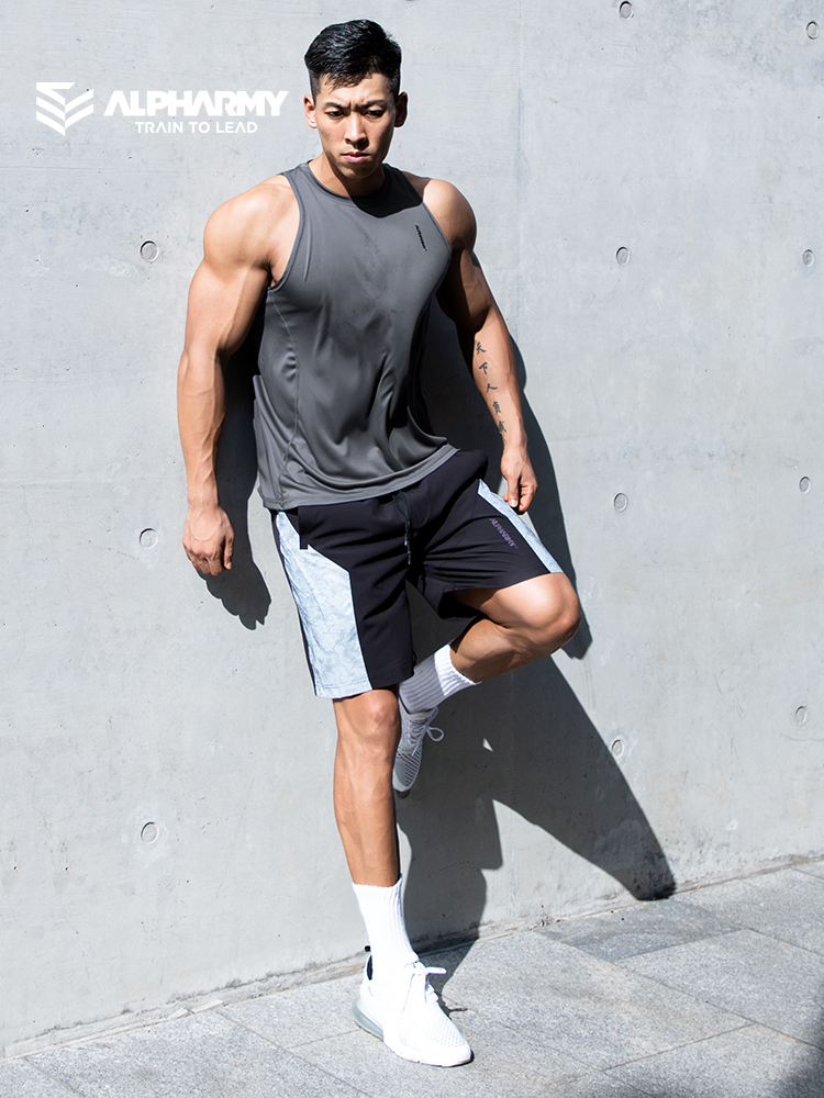 Alpharmy Waistcoat vest Men's fitness quick-drying sleeveless T-shirt sports loose muscle training trend personality