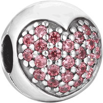 (Self-operated) Pandora Pandora pink heart-shaped pavé silver fixed buckle 791053CZS