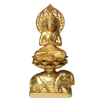 Japanese Takaoka Bronze gold-plated Samantabhadra zodiac dragon natal Buddha Buddha statue Buddhist niche with brass ornaments