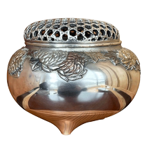 Japanese silverware Toyama Takaoka Aoho made sterling silver chrysanthemum silver incense burner incense burner incense burner smoke wave
