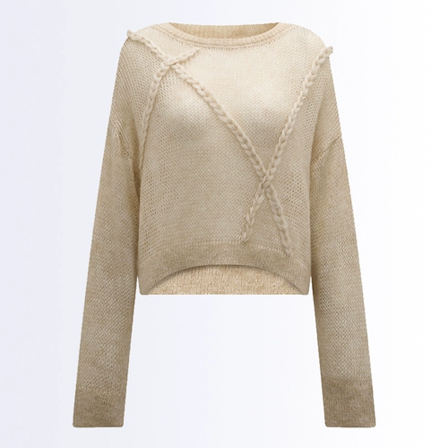 【Самоуправление】 Petit Bari Толстый стержень вязаный стержневый свитер Alpaca Velvet Plelover для женщин в трикотажный свитер.