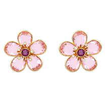 (Self-operated) Swarovski Florere pink flower crystal earrings for your girlfriend