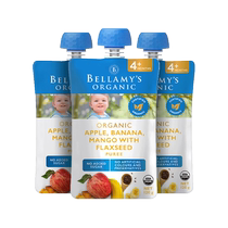 (Self-operated) Bellamys organic puree baby food supplement apple banana mango flaxseed 120g*3 bags