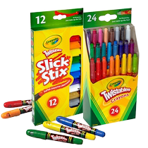 (Autonome) Crayons rotatifs Crayola bâtons colorés 12 24 couleurs mains sûres et sales stylos Graffiti de peinture pour tout-petits