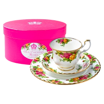 (Self-operated) ROYAL ALBERT British old town rose bone china afternoon tea cup and saucer set Valentines Day gift box