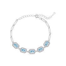 (Self-operated)leqiyuan new 925 silver sea blue bracelet inlaid with zircon light luxury fashion girlfriend best friend