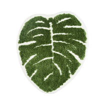 (Self-operated) Green leaves machine washable super soft childrens room water-absorbent non-slip coffee table bedroom bedside special-shaped carpet