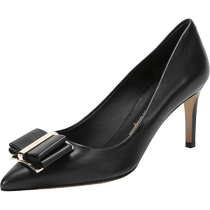 (Self-operated) Ferragamo Womens Sheepskin Double Bow High Heels 0704655